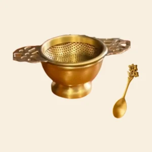 Winged Tea Stainer with Base and Tea Spoon